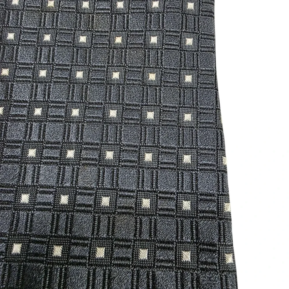 Calvin Klein‎ Silk Tie Men's Gray White Polka Dot Woven Luxury Designer Necktie